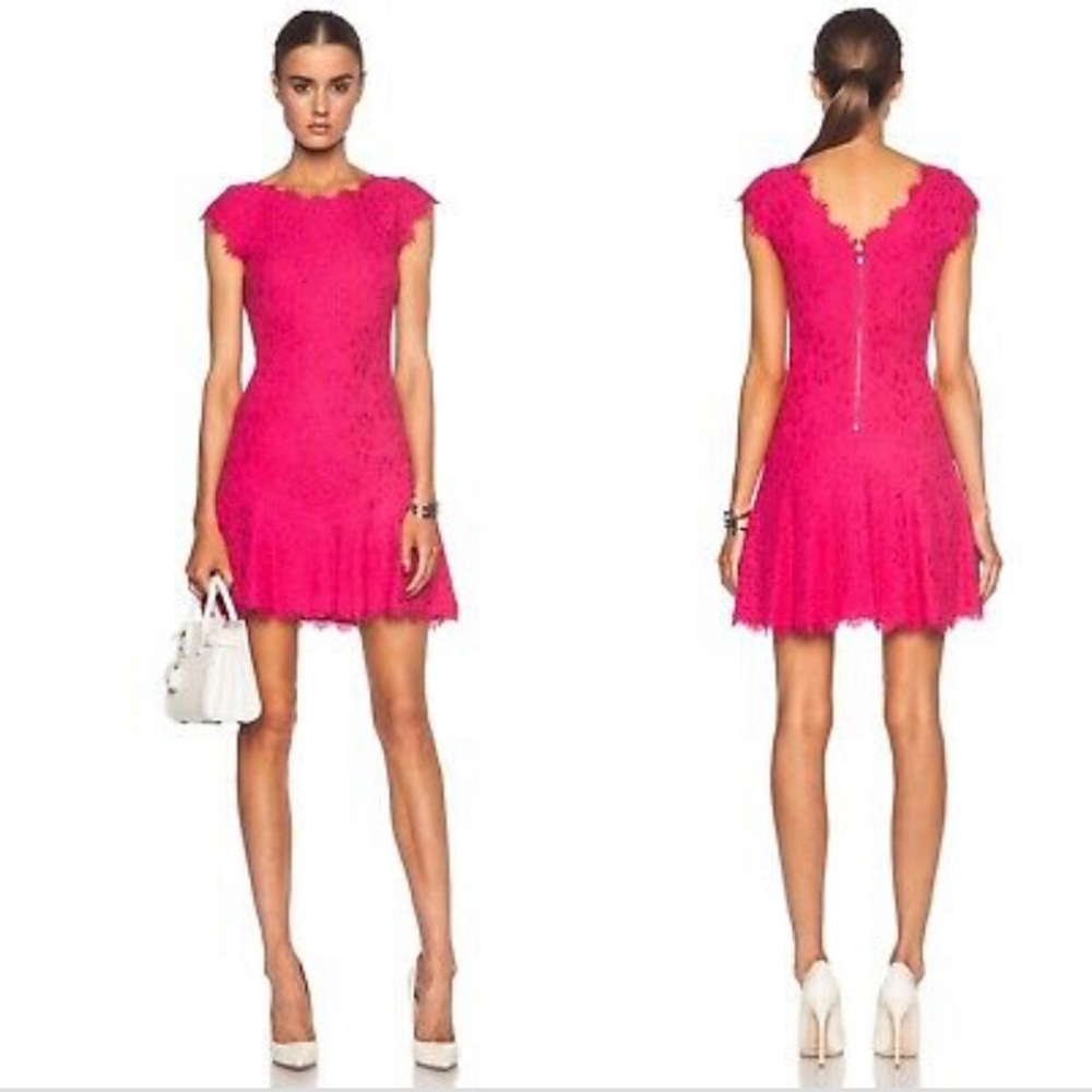 Diane von Furstenburg Fushia Brittany Lace Dress